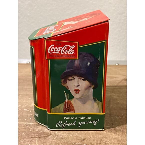 Drink Coca Cola Tin Container Vintage Woman Drinking Refresh Yourself Storage - Picture 8 of 8